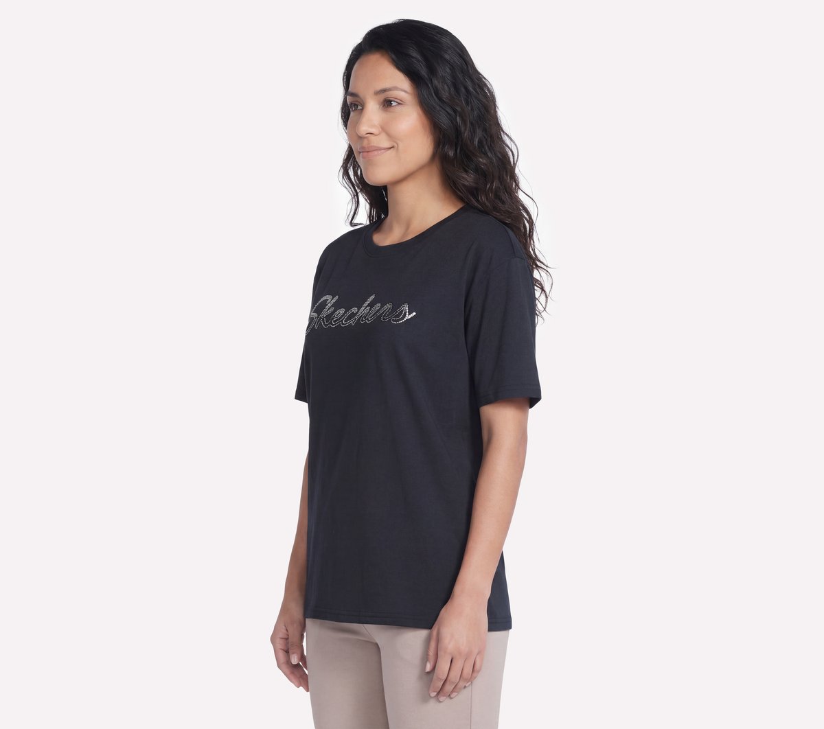 Script Diamond Studded Short Sleeve Tee Women Skechers us