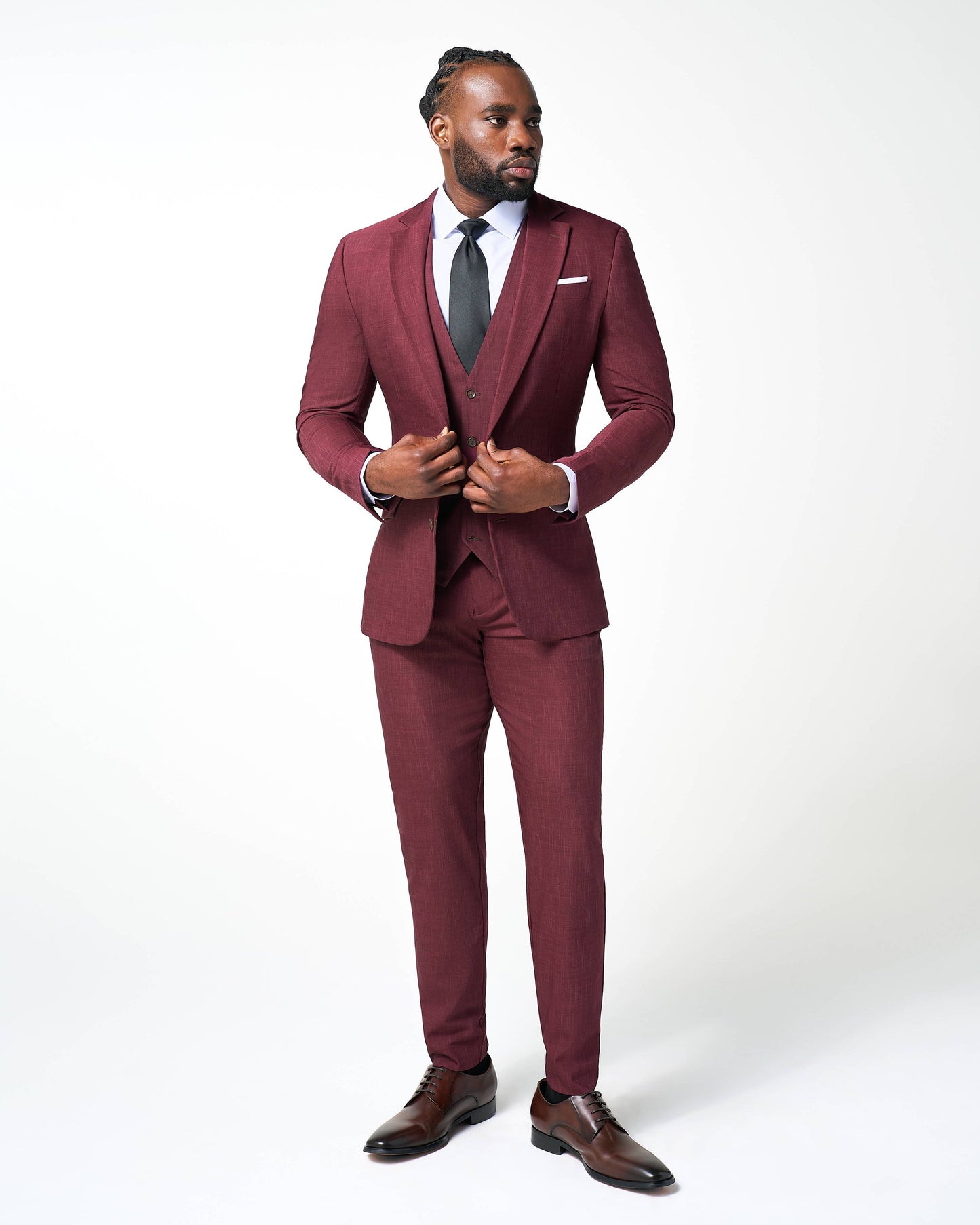 State & Liberty Athletic Fit Stretch Suit - Heathered Maroon