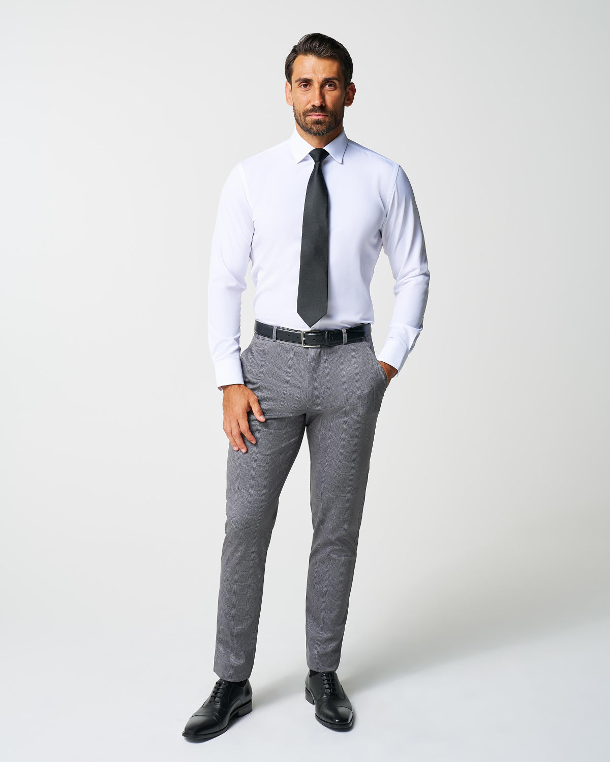 State & Liberty Athletic Fit Stretch Suit - Shadow Grey Plaid