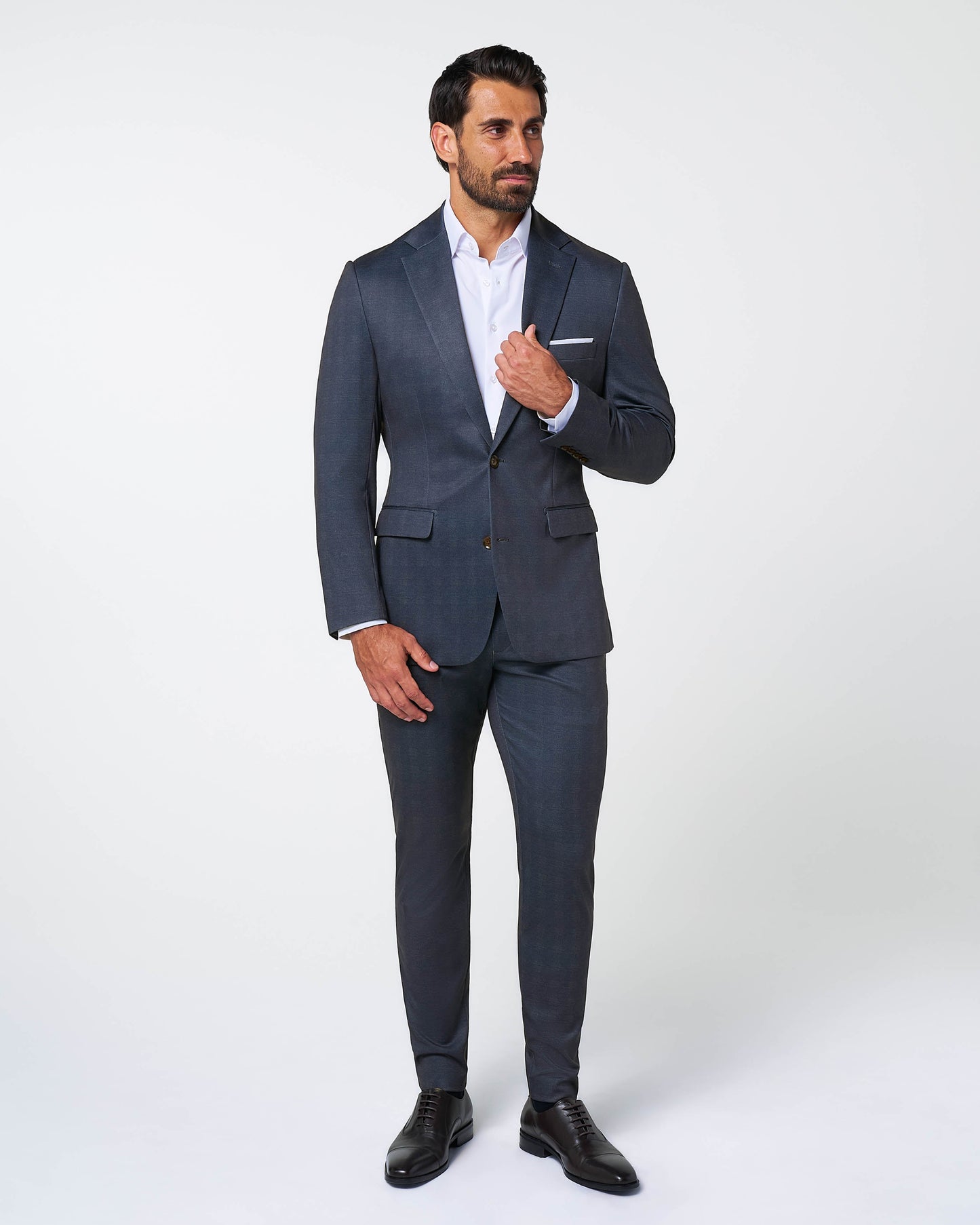 State & Liberty Athletic Fit Stretch Suit - Midnight Navy Plaid