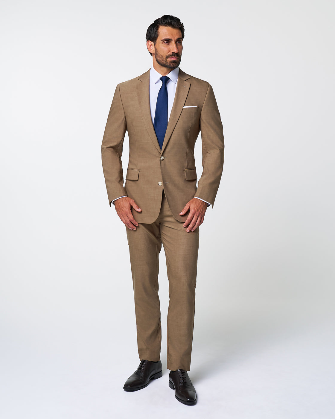 State & Liberty Athletic Fit Stretch Suit Pants - Heathered Cappuccino