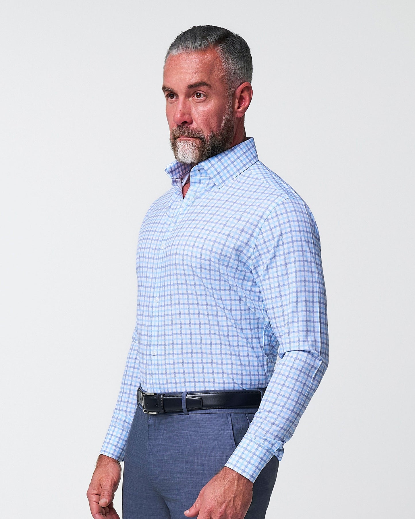 State & Liberty "The Sidney" Light Blue, White & Navy Faded Check