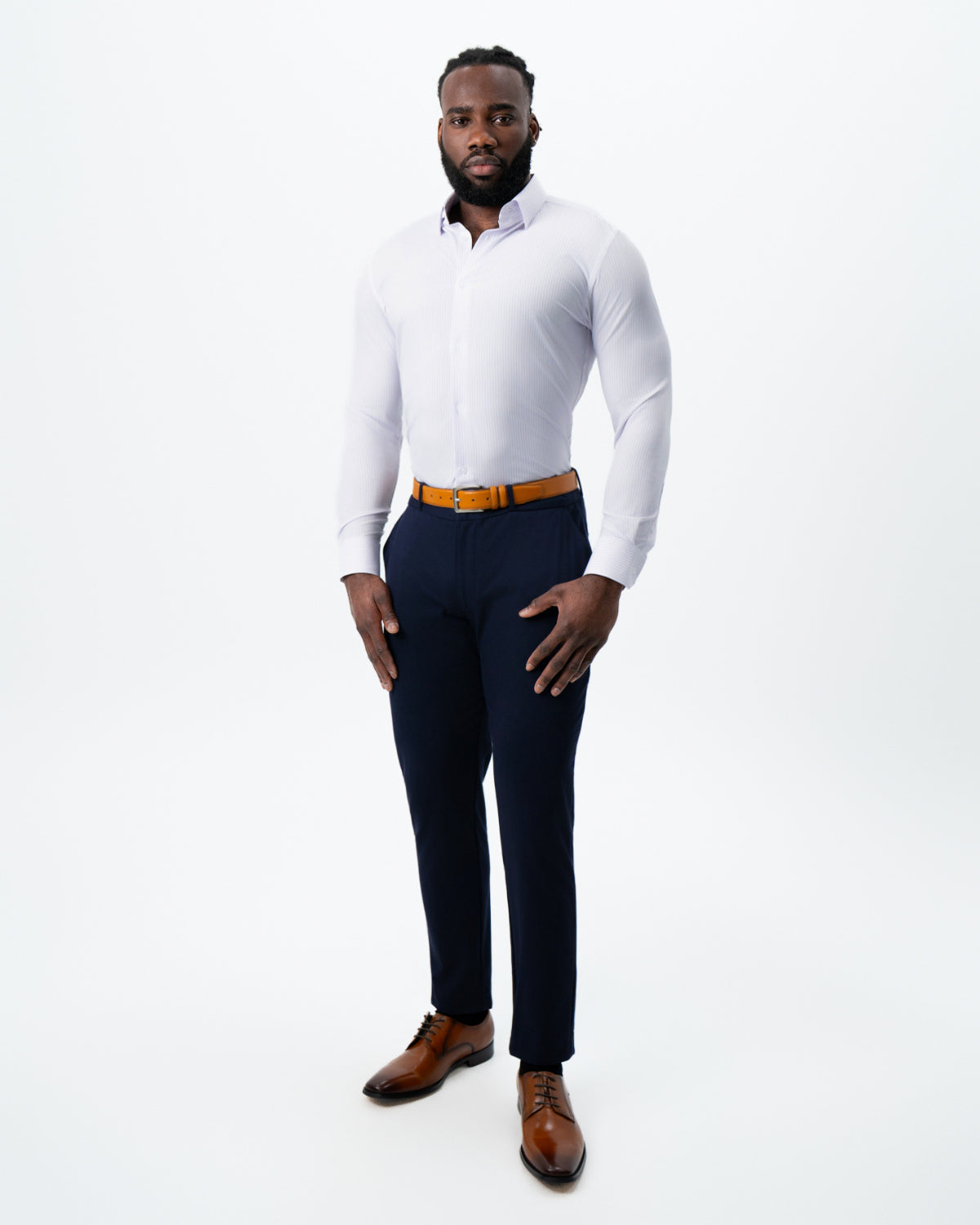 State & Liberty "The Fairmont" White with Lavender Mid-Stripe