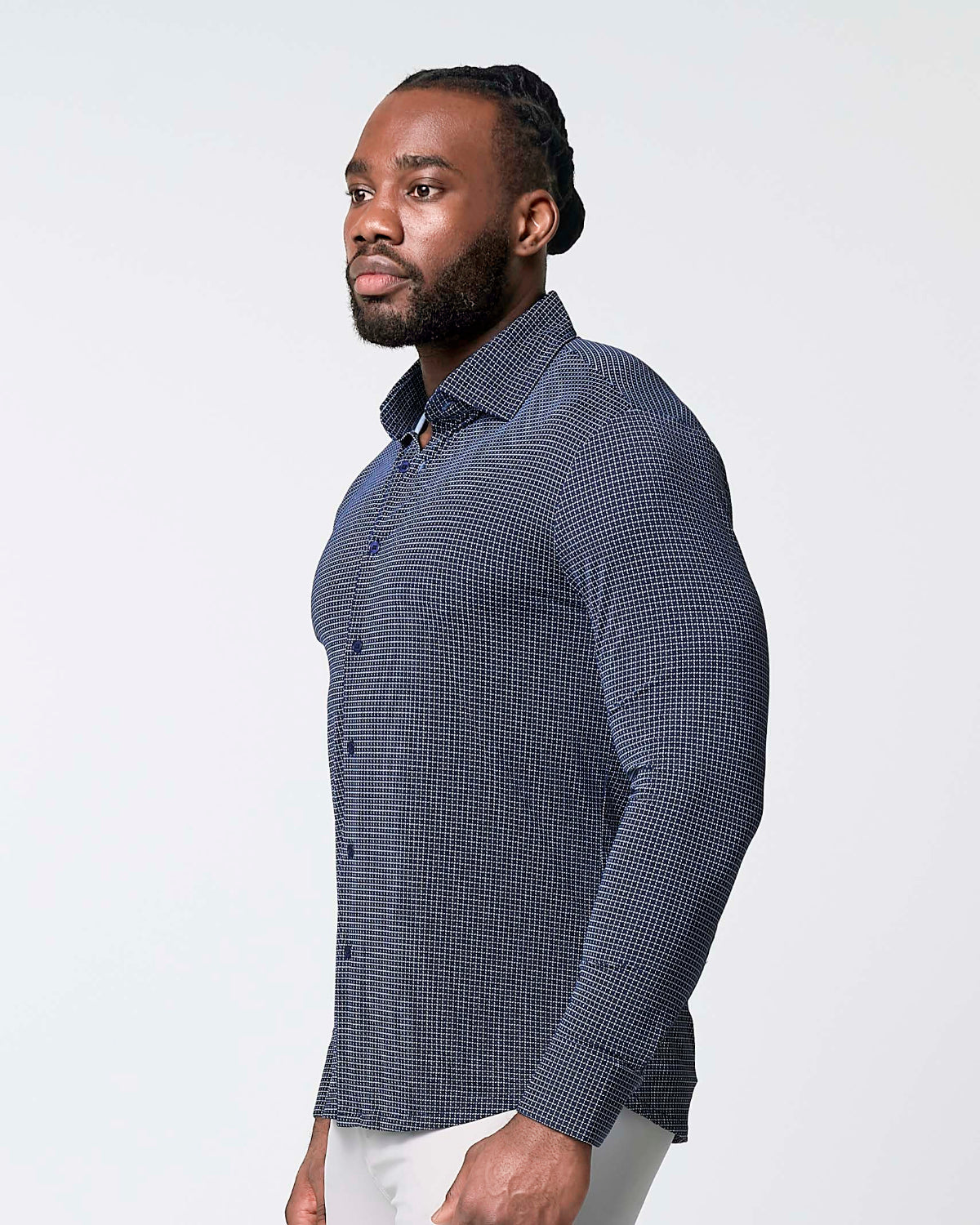 State & Liberty "The Eisenhower" Sport Shirt - Navy With White Grid