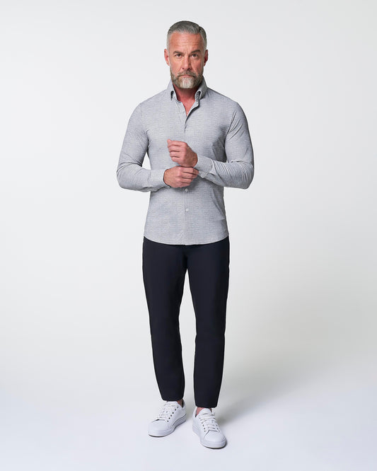 State & Liberty "The Rolo" Sport Shirt - Light Grey Printed Linen