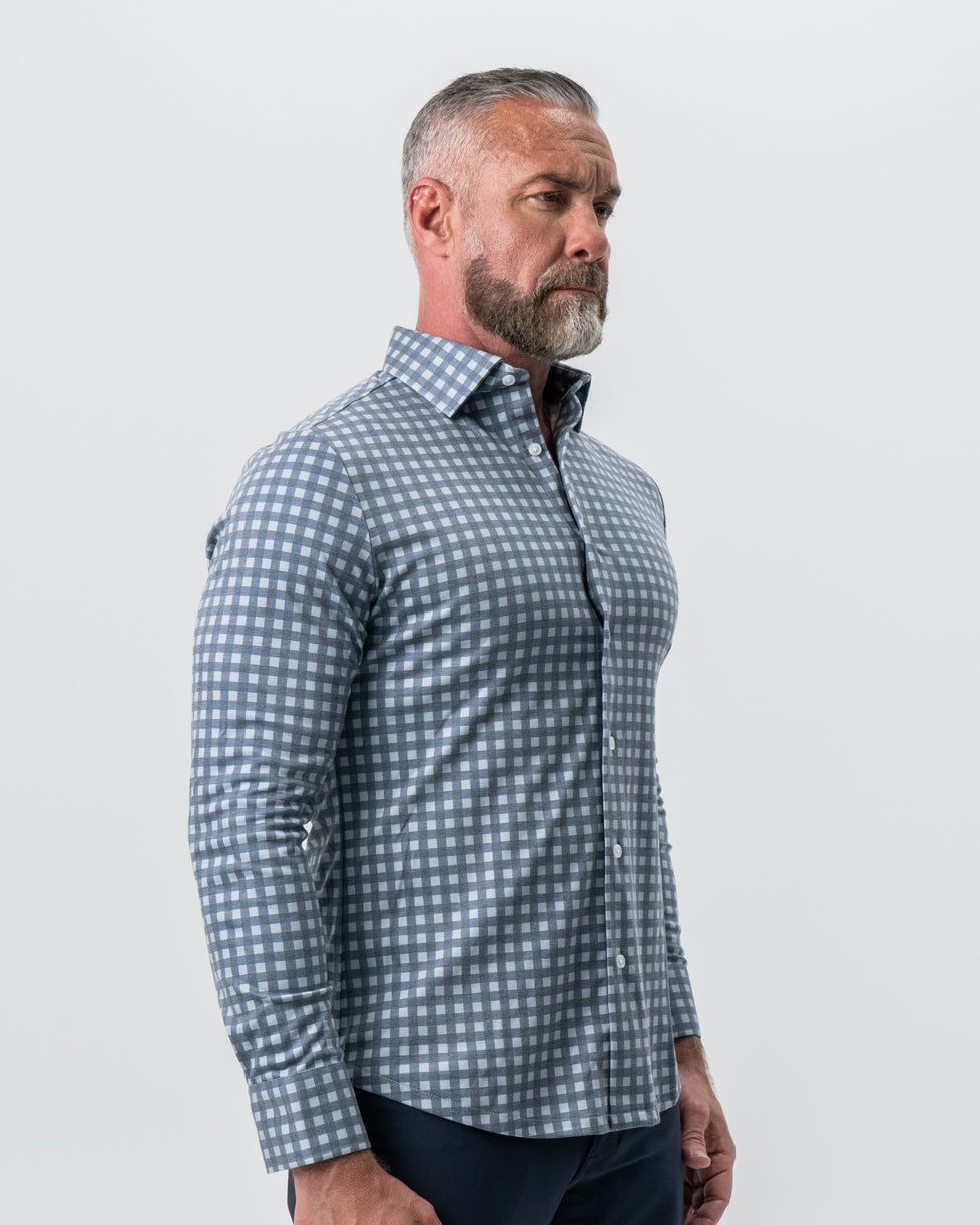State & Liberty "The Ace" Big Navy Check Button Down
