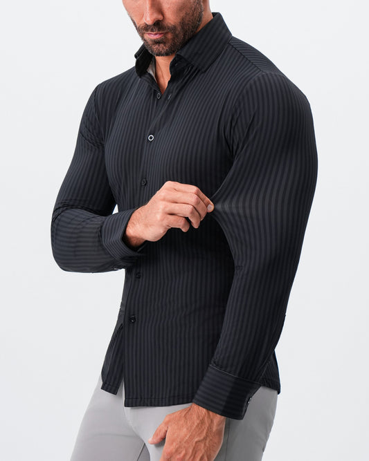 State & Liberty "The Hartley" Sport Shirt - Black & Grey Bengal Stripe