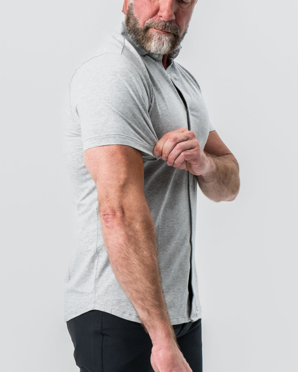 State & Liberty "The Baldwin" Grey Short Sleeve Button Down