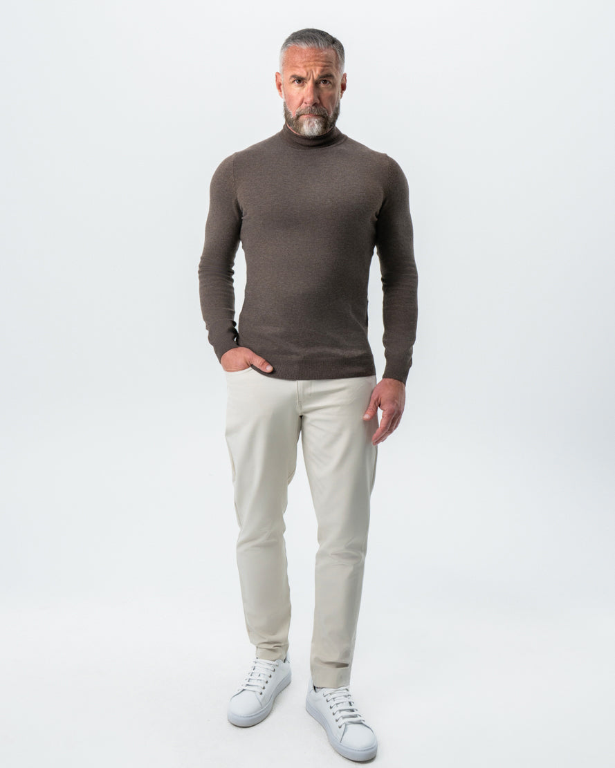 State & Liberty Mid-Weight Wool Turtleneck - Brown