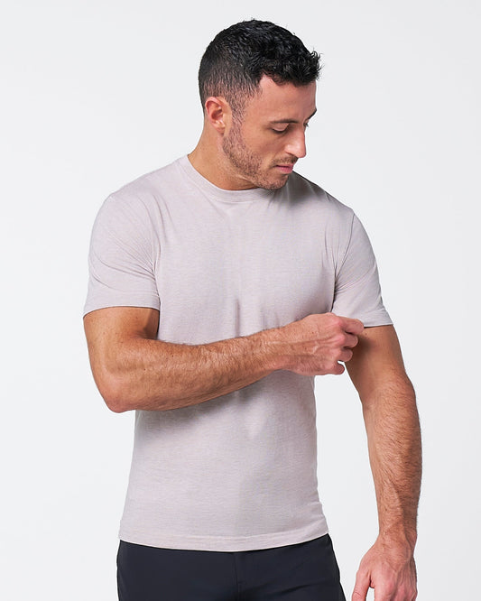 State & Liberty "The Sinclair" Heathered Cream Short Sleeve Crewneck