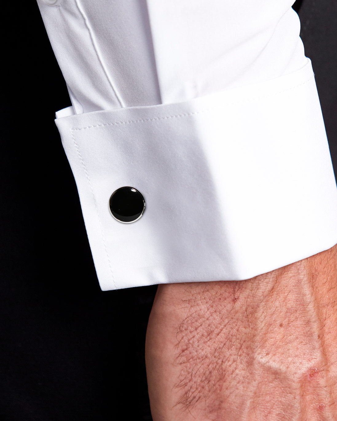 State & Liberty Black Circle Cuff Links