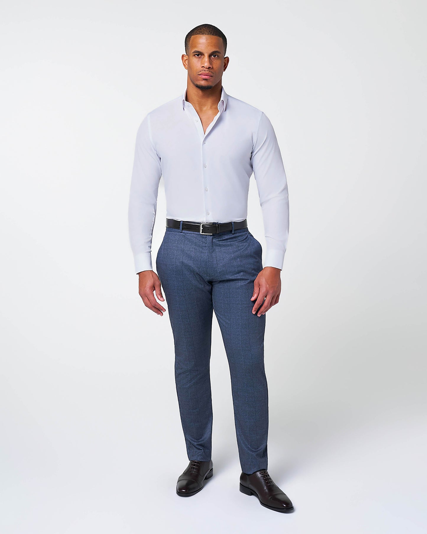State & Liberty Athletic Fit Stretch Suit - Storm Blue & Navy Plaid