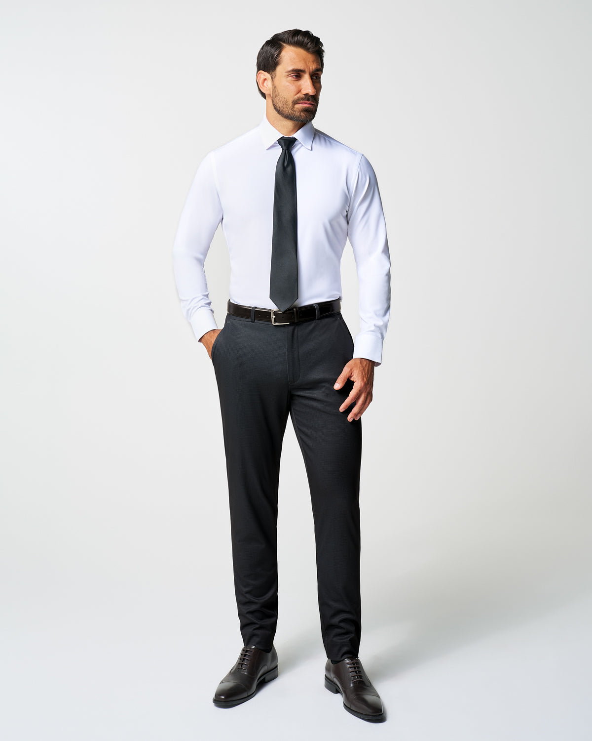 State & Liberty Athletic Fit Stretch Suit - Knit Charcoal Microcheck