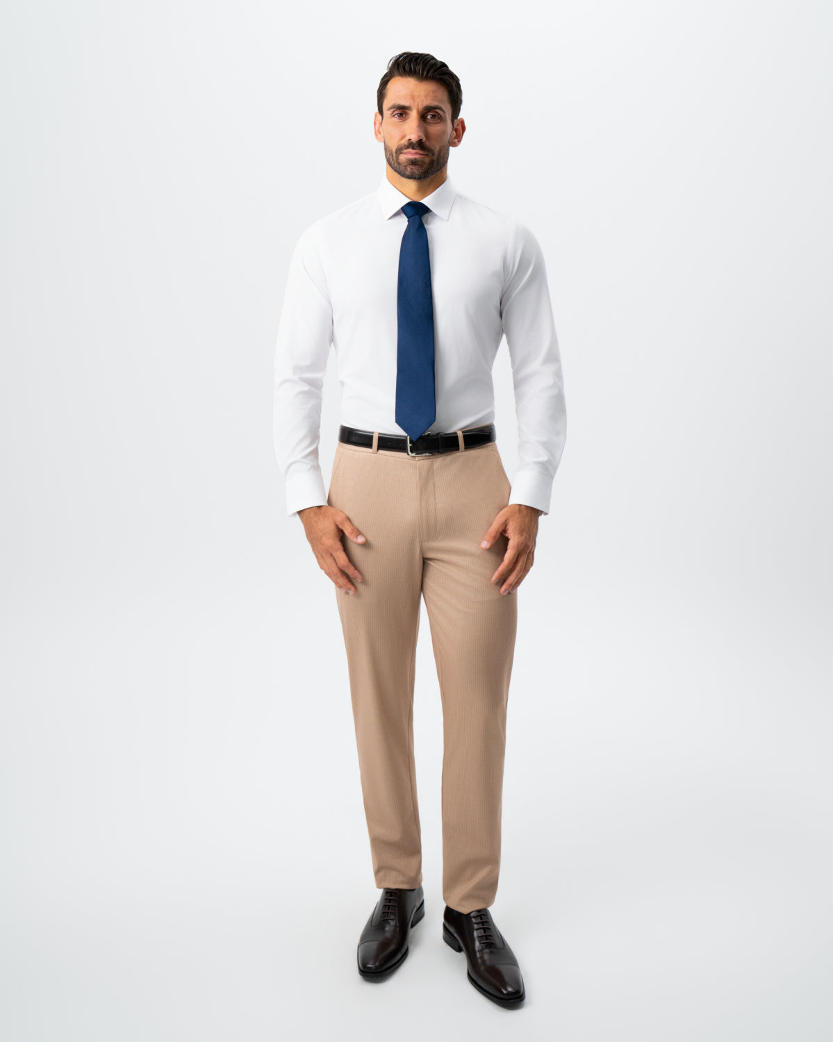 State & Liberty Athletic Fit Stretch Suit - Peach and White Pinstripe
