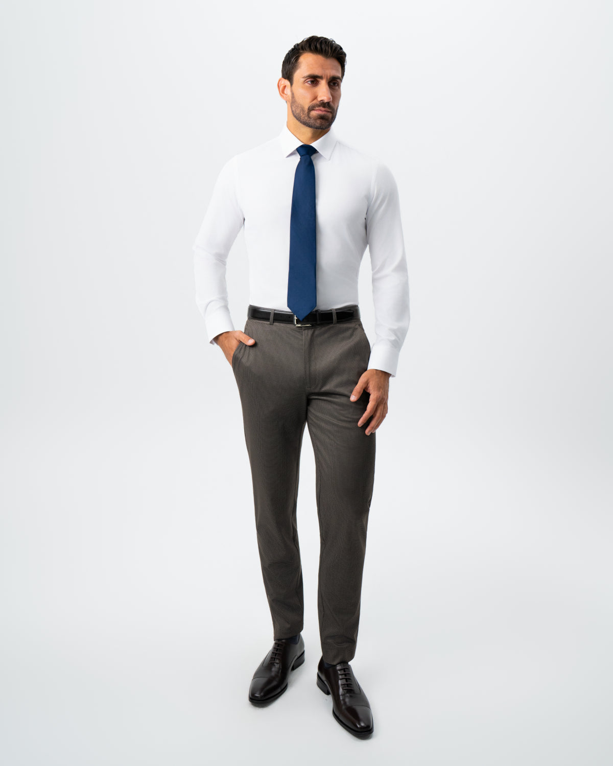 State & Liberty Athletic Fit Stretch Suit - Brown Houndstooth