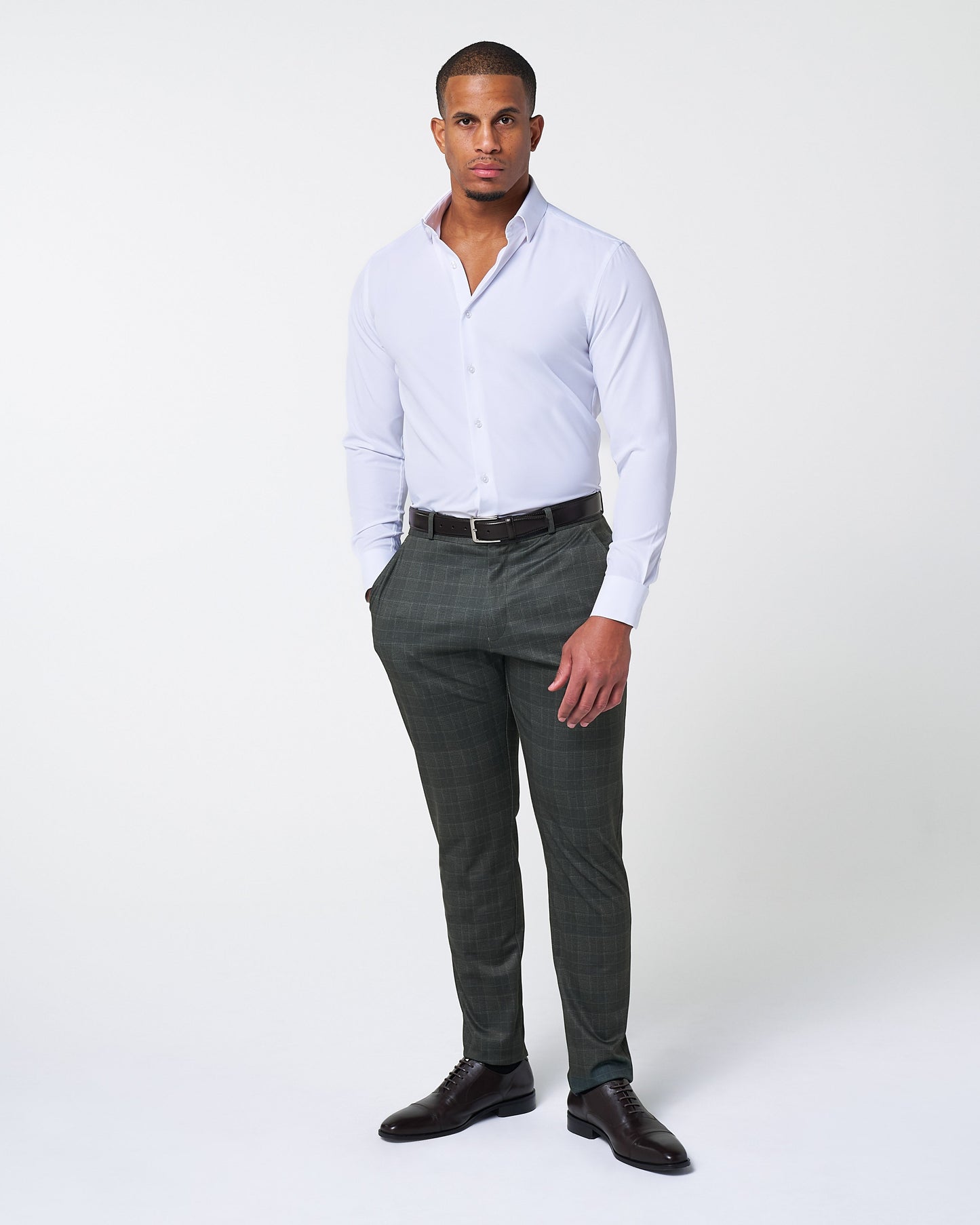 State & Liberty Athletic Fit Stretch Suit - Charcoal Plaid