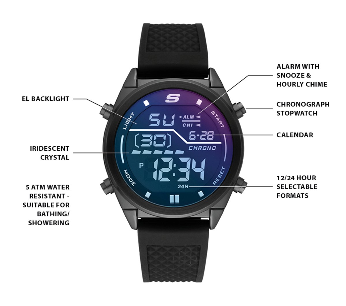 Accessories Blue Face Digital Watch Men Skechers outlet