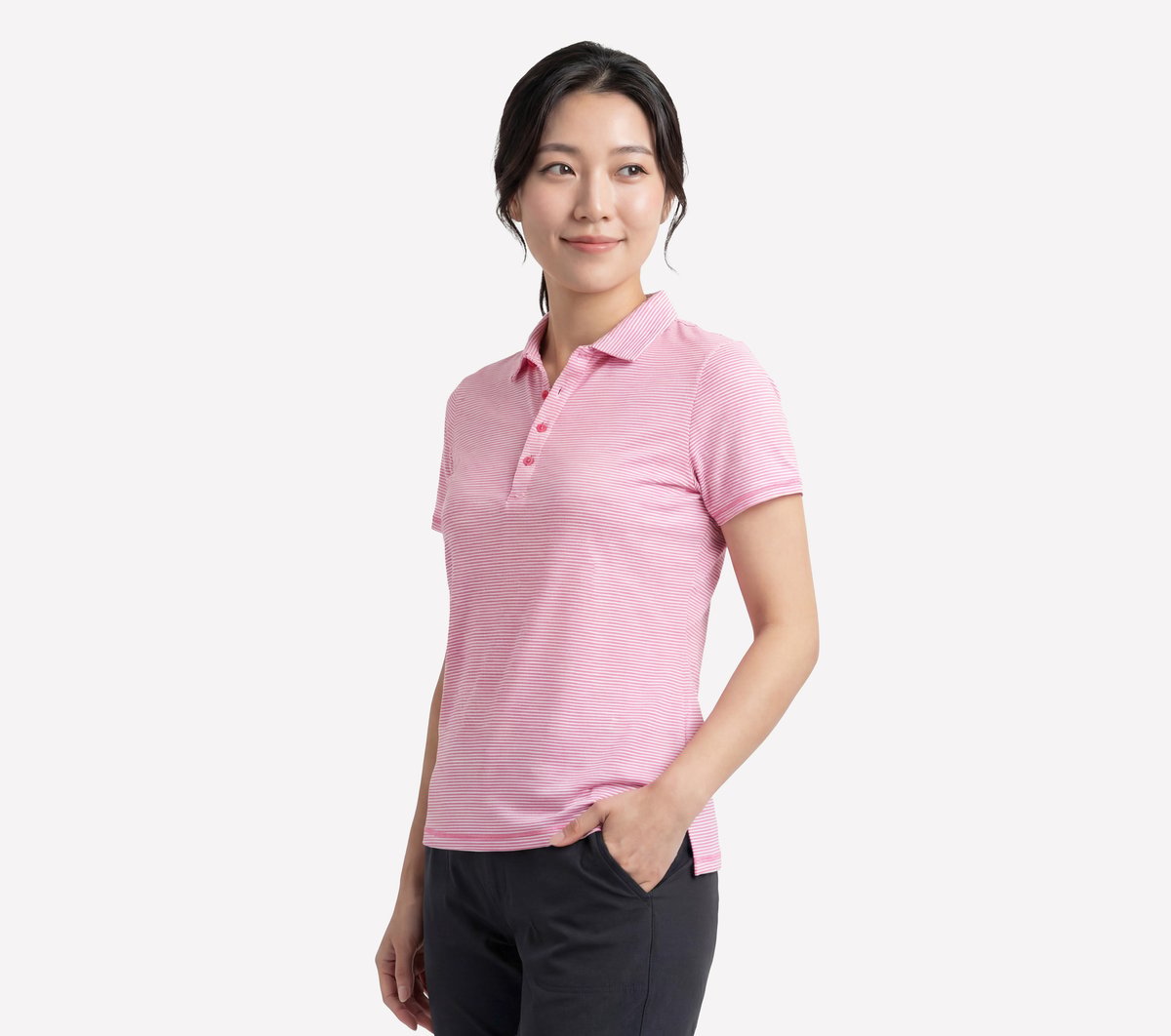 Short Sleeve On The Green Striped Polo Women Skechers for sale