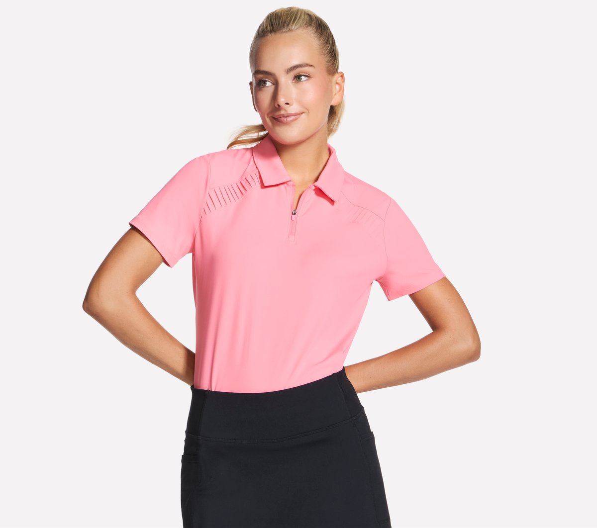 GO GOLF Short Sleeve Birdie Zip Front Polo Women Skechers discount
