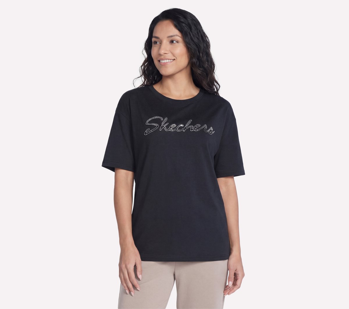 Script Diamond Studded Short Sleeve Tee Women Skechers us