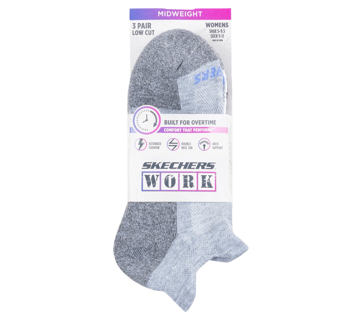 Work: Lowcut Heel Tab Socks - 3 Pack Women Skechers discount