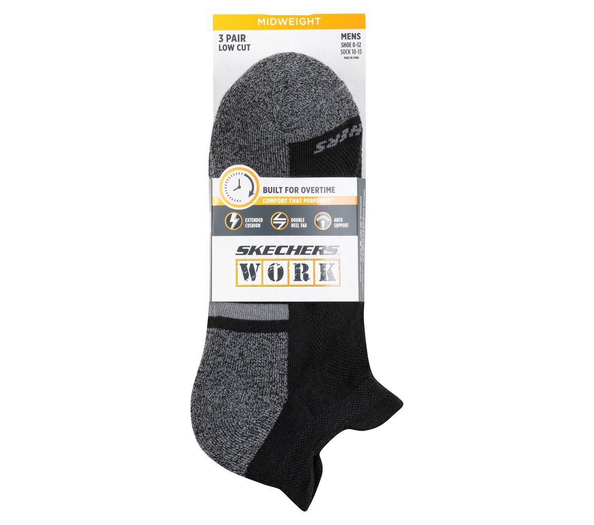 Lowcut Heel Tab Work Socks - 3 Pack Men Skechers discount