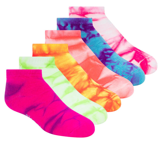 6 Pack Girls' Tie Dye Fashion Socks Kids Skechers on sale
