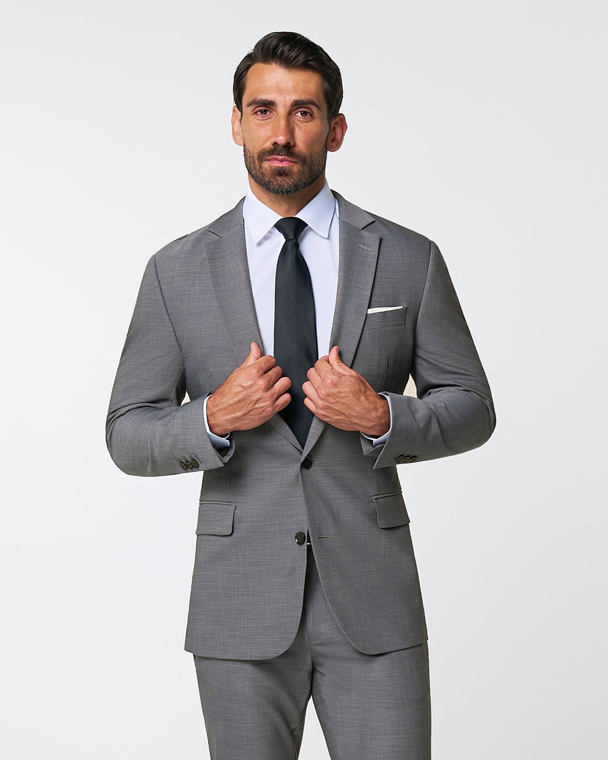 State & Liberty Athletic Fit Stretch Suit - Heathered Grey