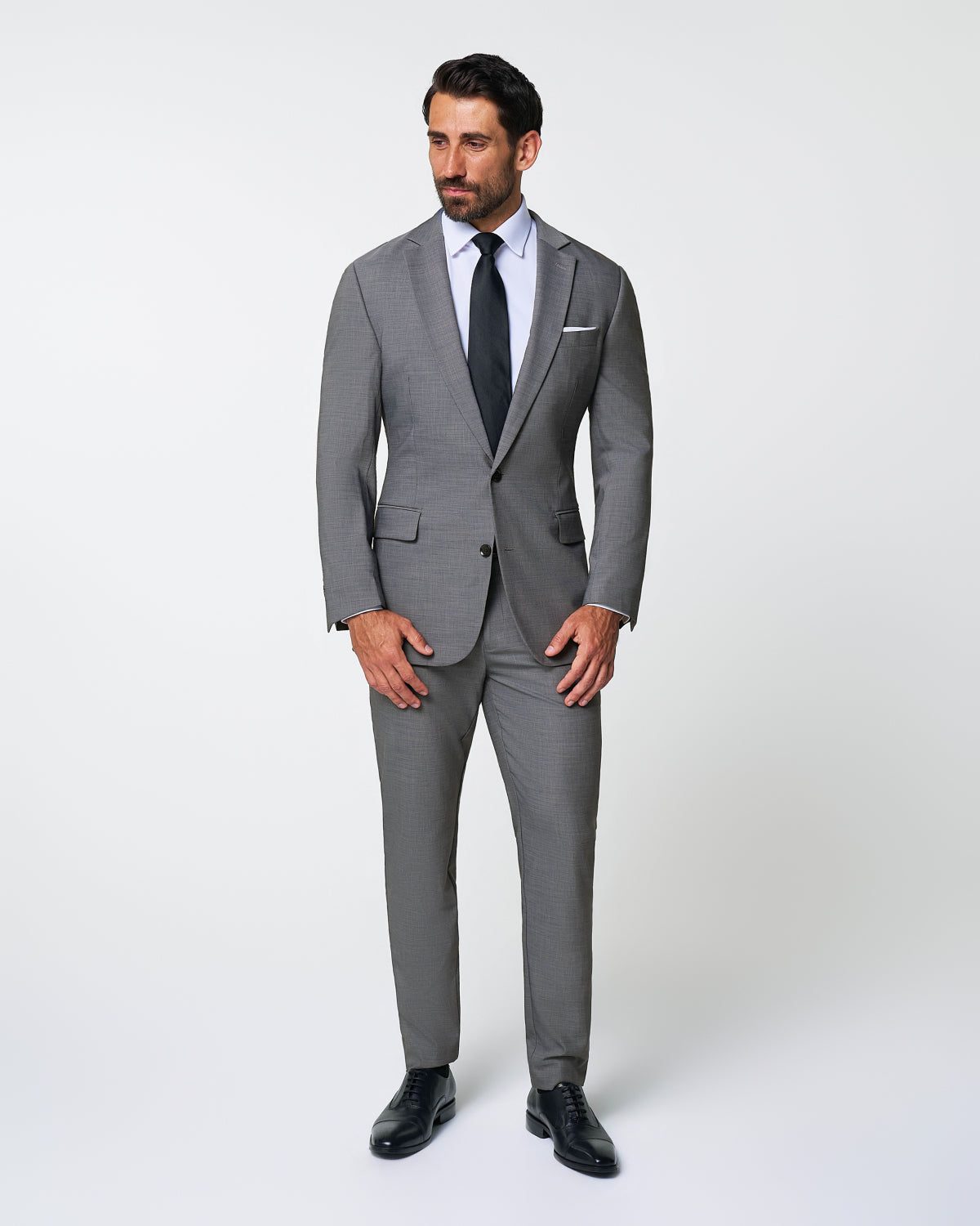 State & Liberty Athletic Fit Stretch Suit - Heathered Grey