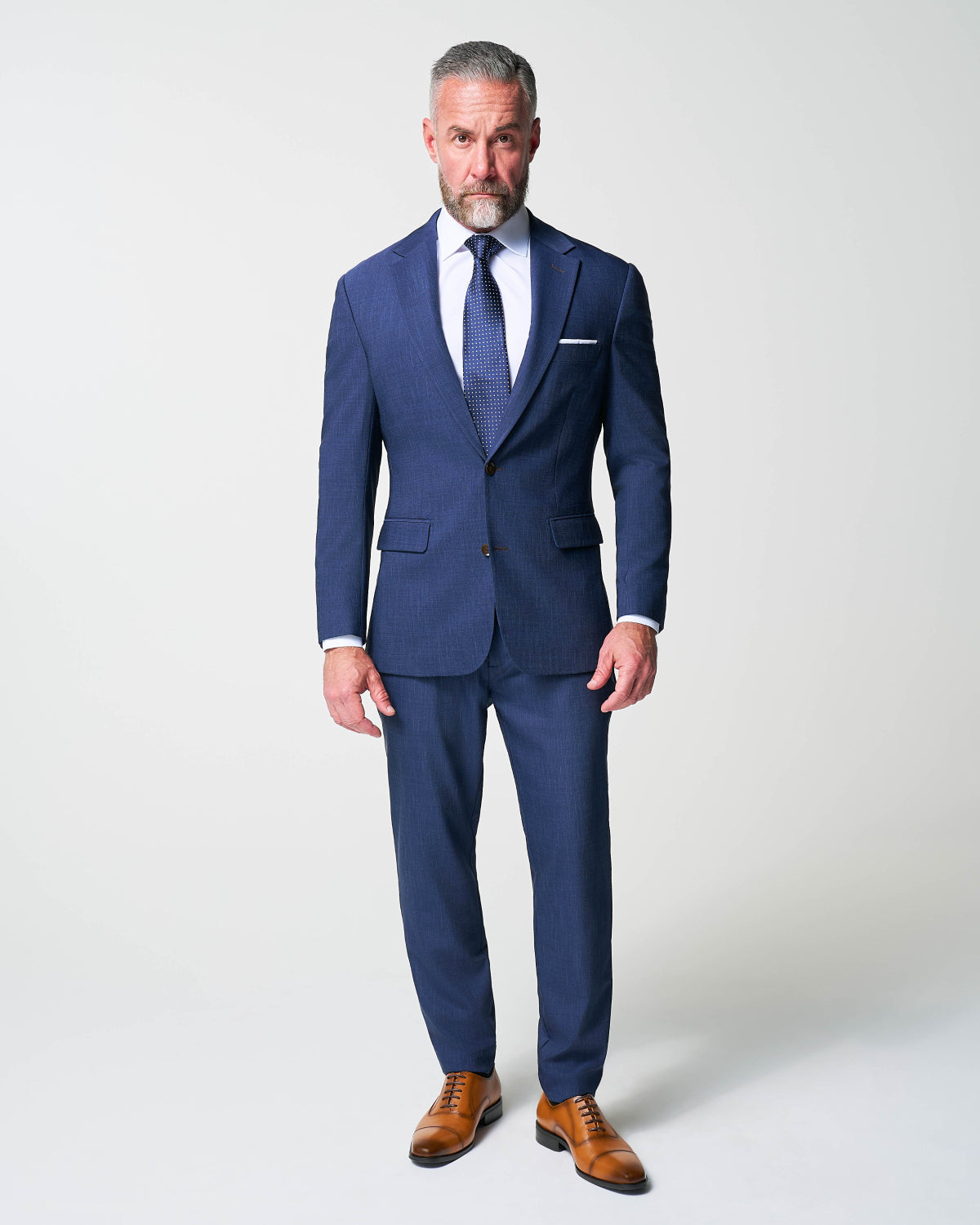 State & Liberty Athletic Fit Stretch Suit - Heathered Navy