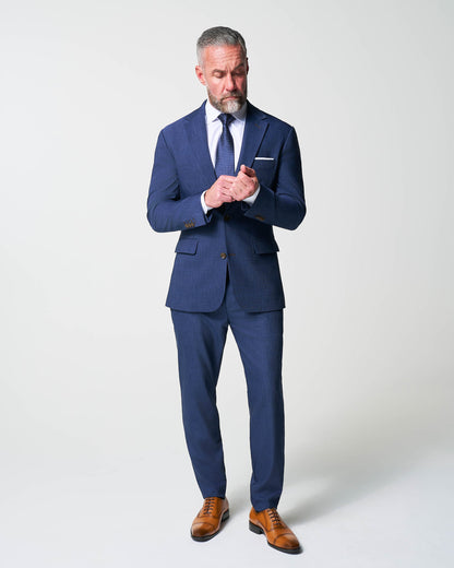 State & Liberty Athletic Fit Stretch Suit - Heathered Navy