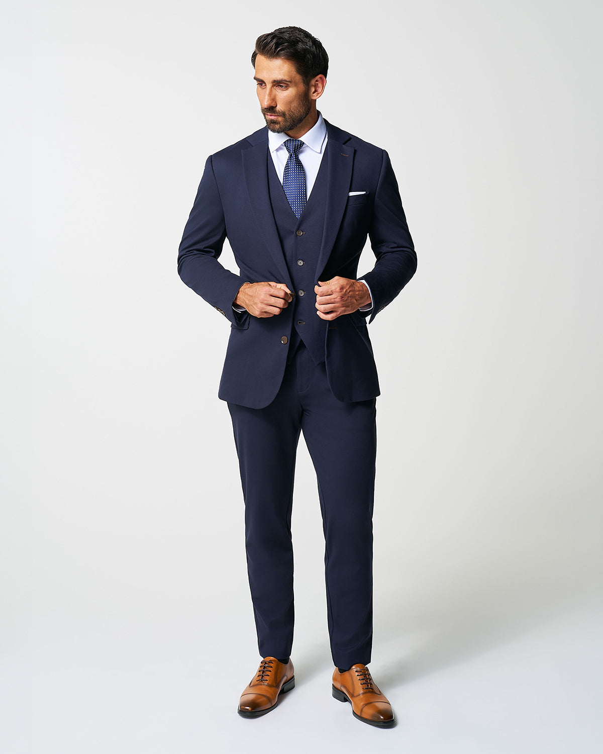 State & Liberty Athletic Fit Stretch Suit - Navy