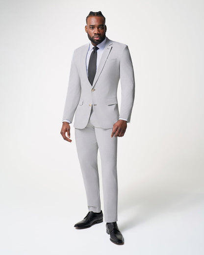 State & Liberty Athletic Fit Stretch Suit - Lightweight Heathered Light Grey