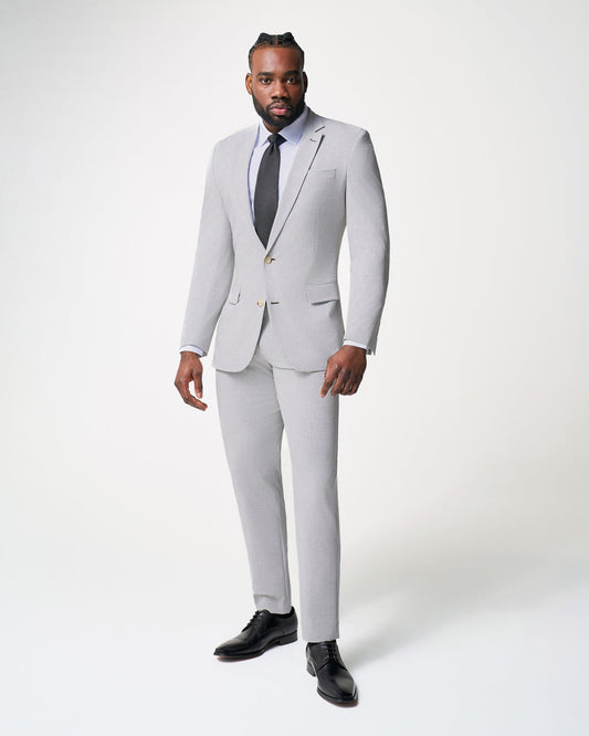 State & Liberty Athletic Fit Stretch Suit - Lightweight Heathered Light Grey