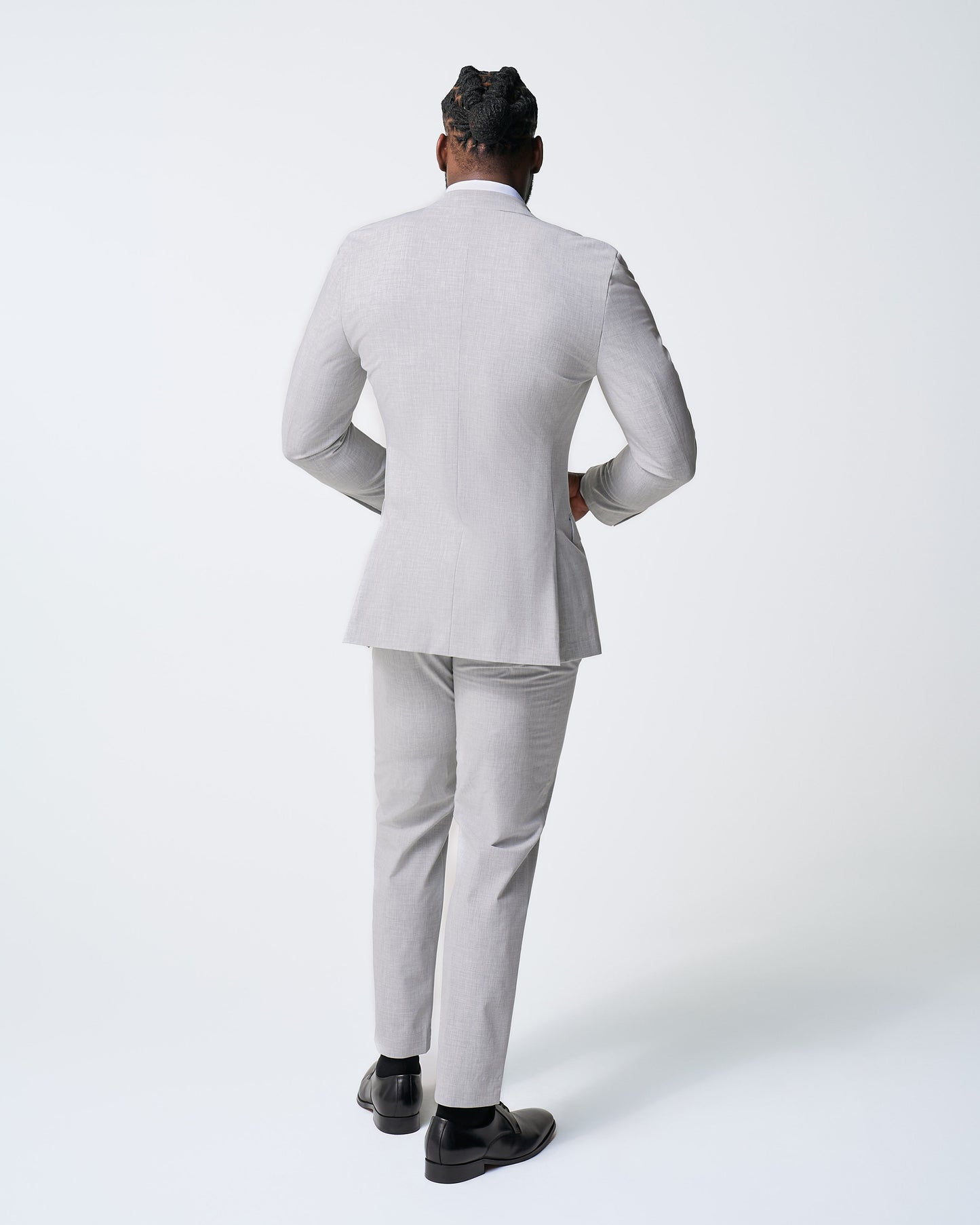 State & Liberty Athletic Fit Stretch Suit - Lightweight Heathered Light Grey