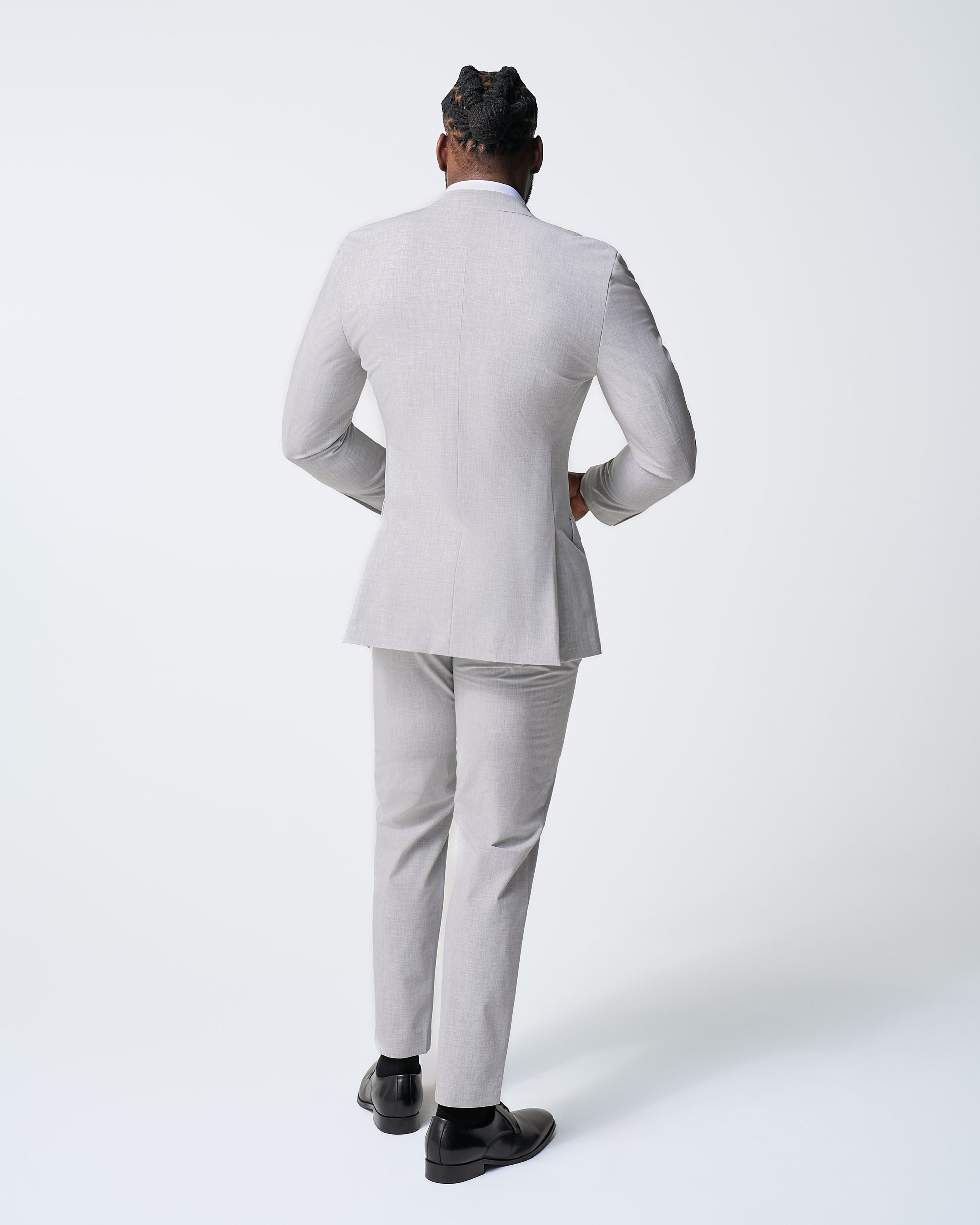 State & Liberty Athletic Fit Stretch Suit - Lightweight Heathered Light Grey