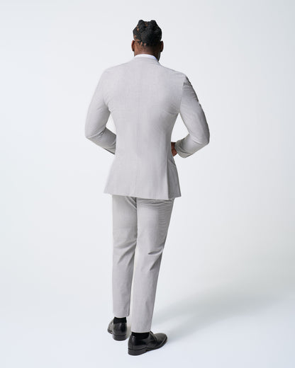 State & Liberty Athletic Fit Stretch Suit - Lightweight Heathered Light Grey