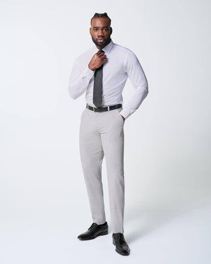 State & Liberty Athletic Fit Stretch Suit - Lightweight Heathered Light Grey