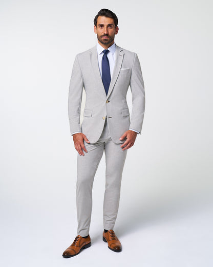 State & Liberty Athletic Fit Stretch Suit - Lightweight Heathered Light Grey