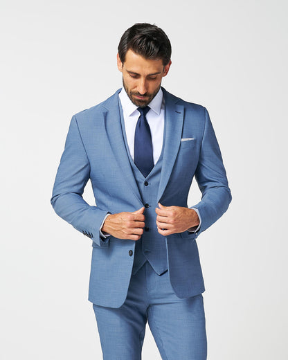 State & Liberty Athletic Fit Stretch Suit - Heathered Light Blue