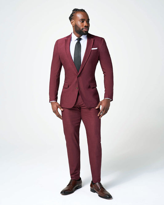 State & Liberty Athletic Fit Stretch Suit - Heathered Maroon