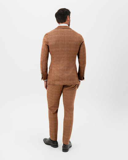 State & Liberty Athletic Fit Stretch Suit - Unstructured Light Brown Crosshatch