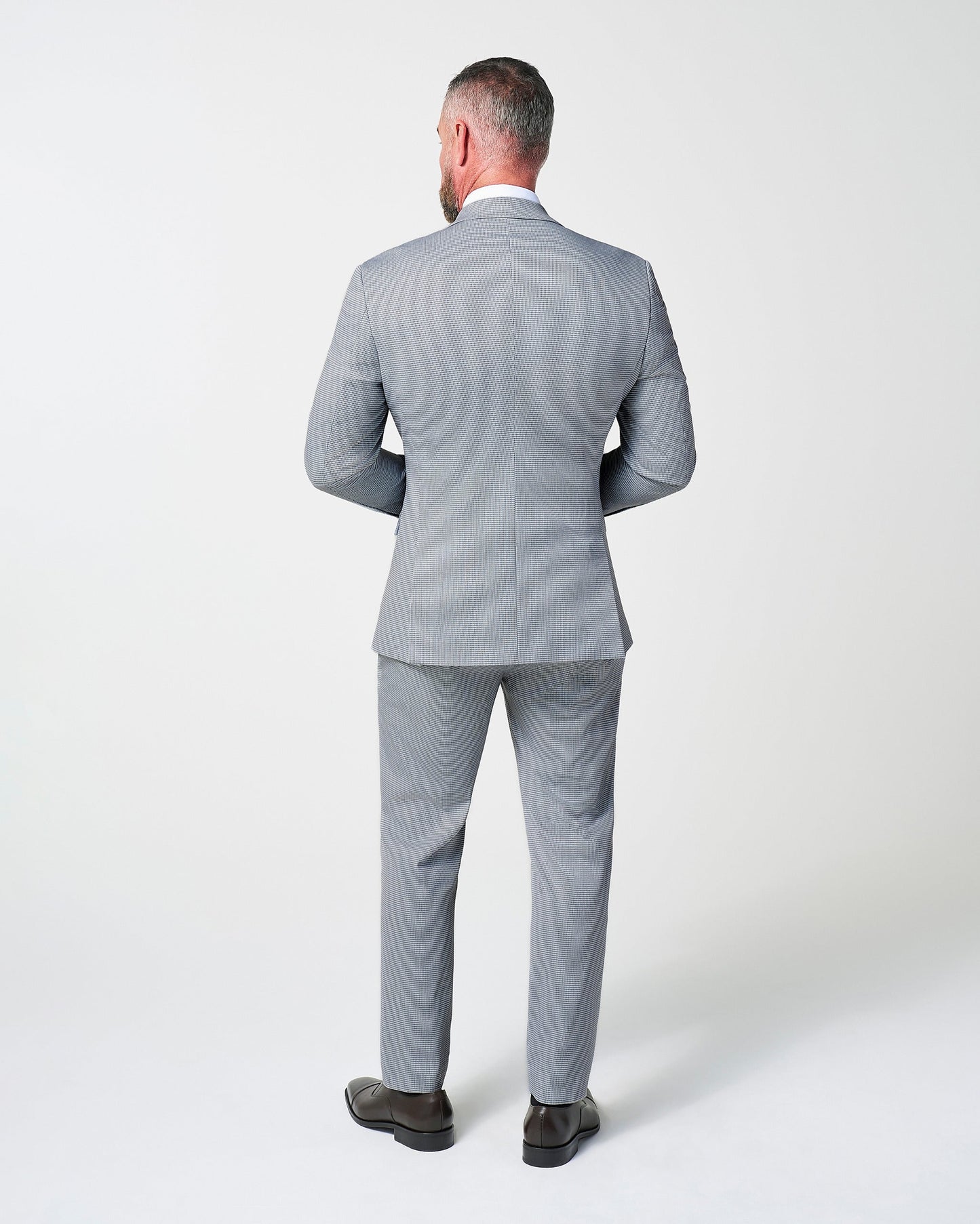 State & Liberty Athletic Fit Stretch Suit - Slate Grey Houndstooth