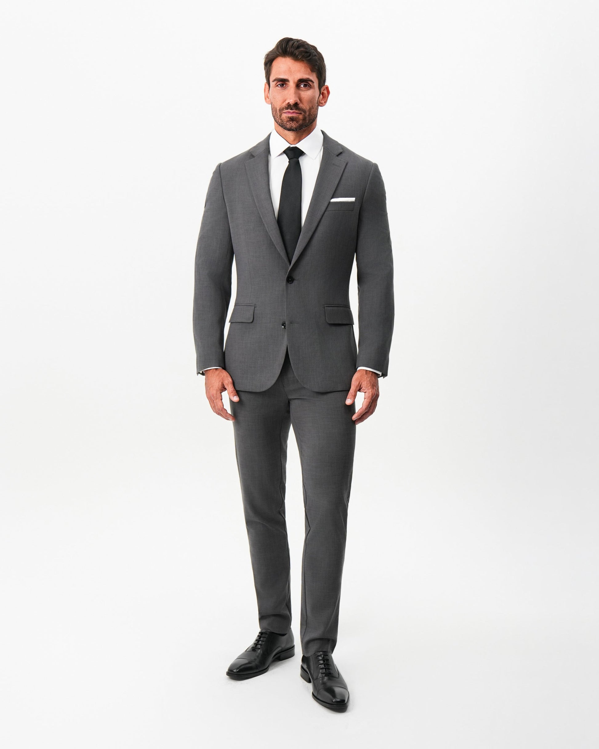 State & Liberty Athletic Fit Stretch Suit - Dark Grey Crosshatch
