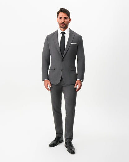 State & Liberty Athletic Fit Stretch Suit - Dark Grey Crosshatch