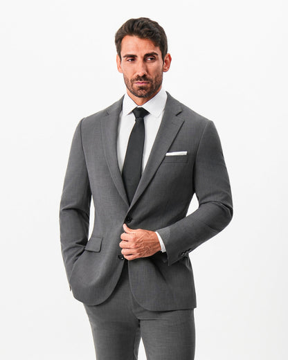 State & Liberty Athletic Fit Stretch Suit - Dark Grey Crosshatch