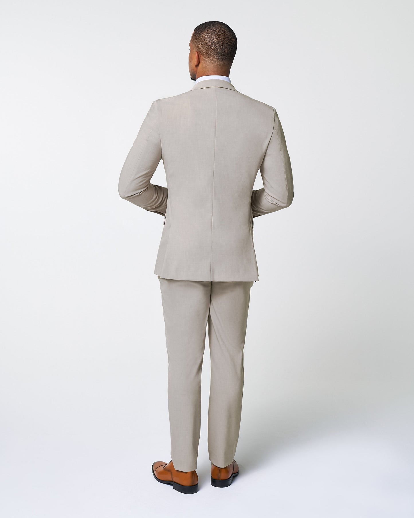 State & Liberty Athletic Fit Stretch Suit - Heathered Stone