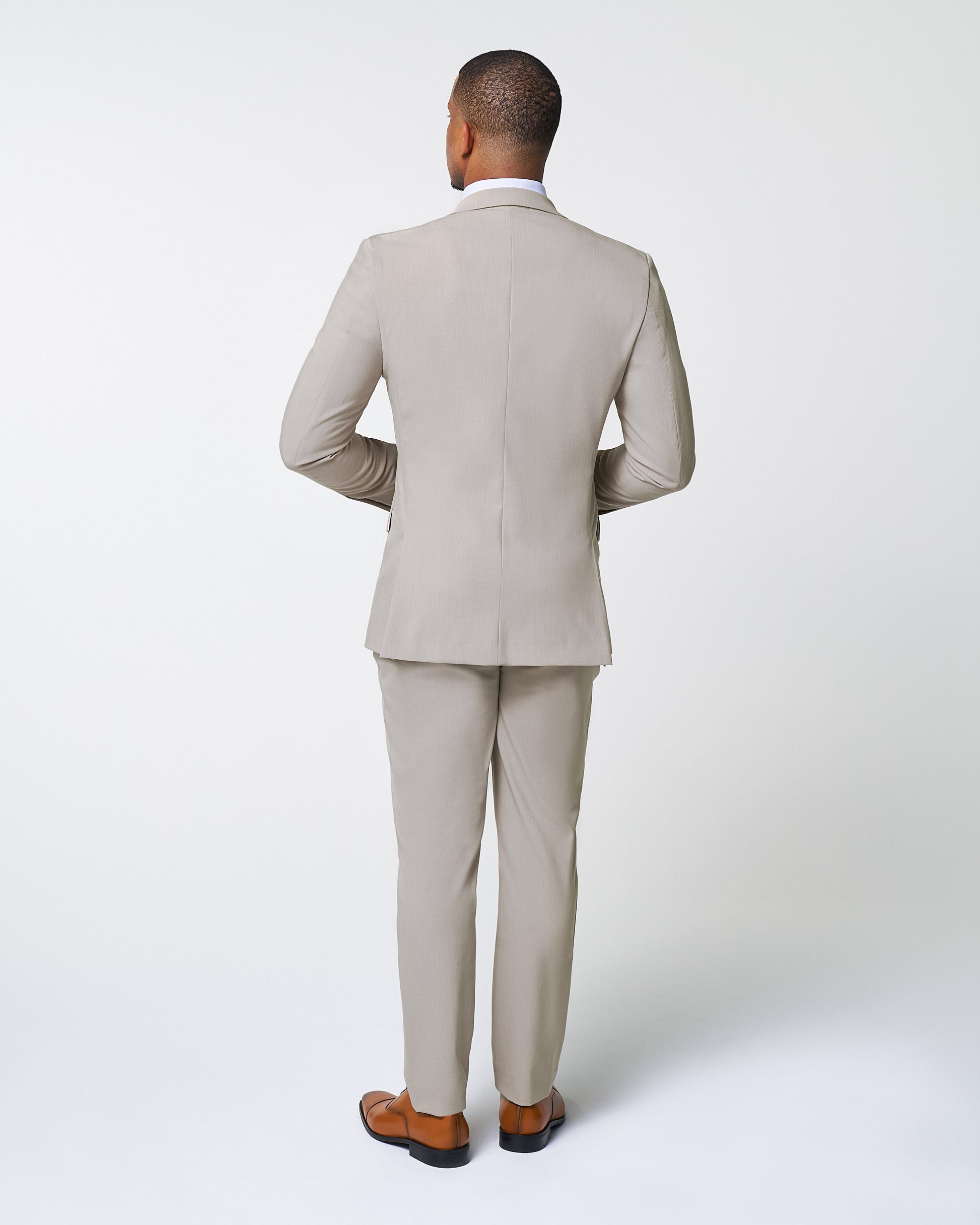 State & Liberty Athletic Fit Stretch Suit - Heathered Stone