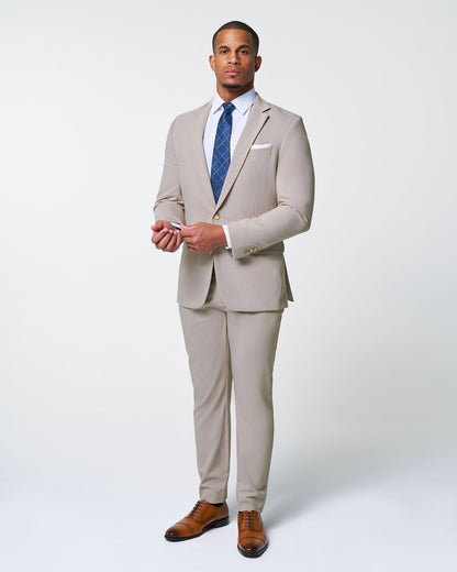 State & Liberty Athletic Fit Stretch Suit - Heathered Stone