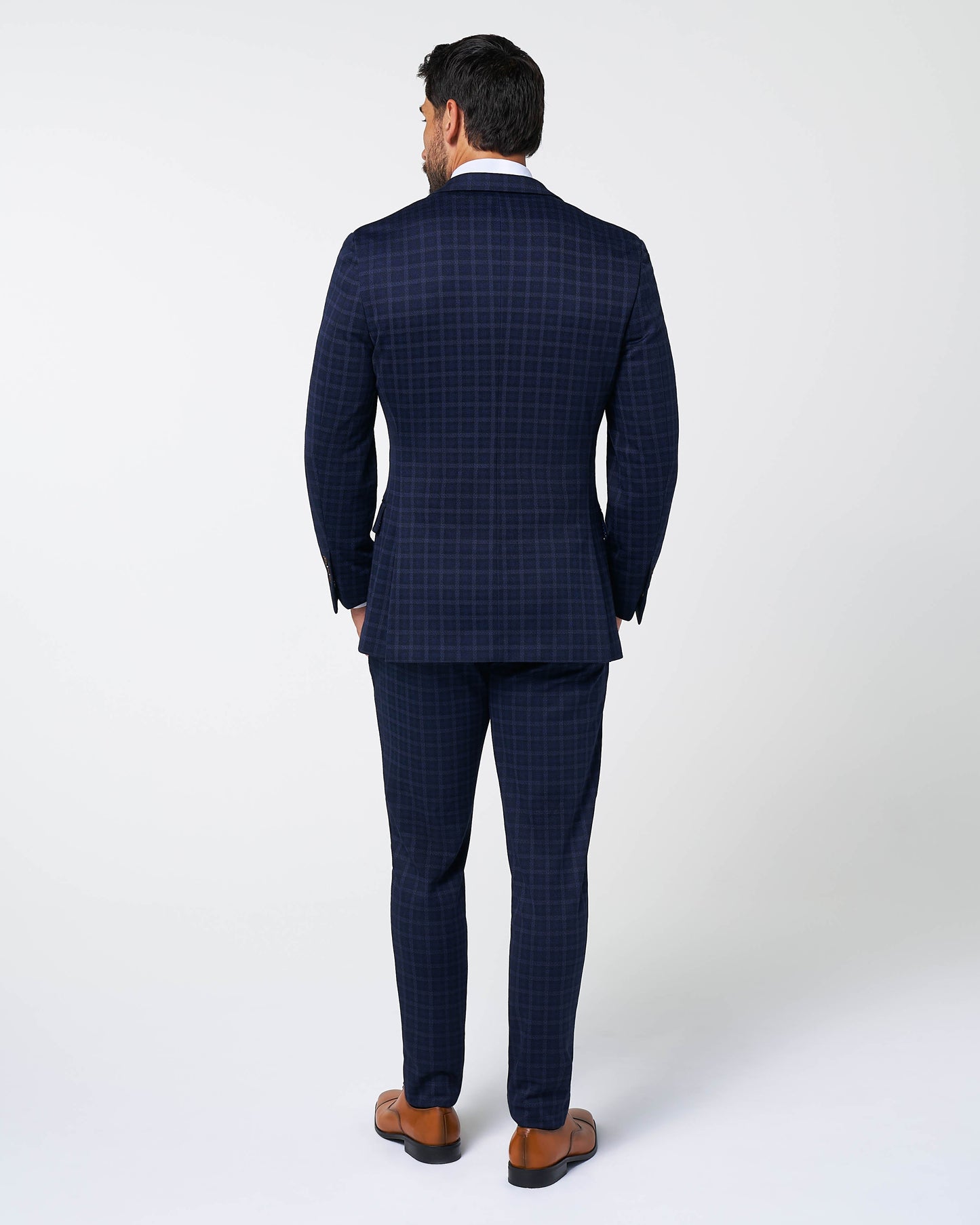 State & Liberty Athletic Fit Stretch Wool Suit - Blue Plaid